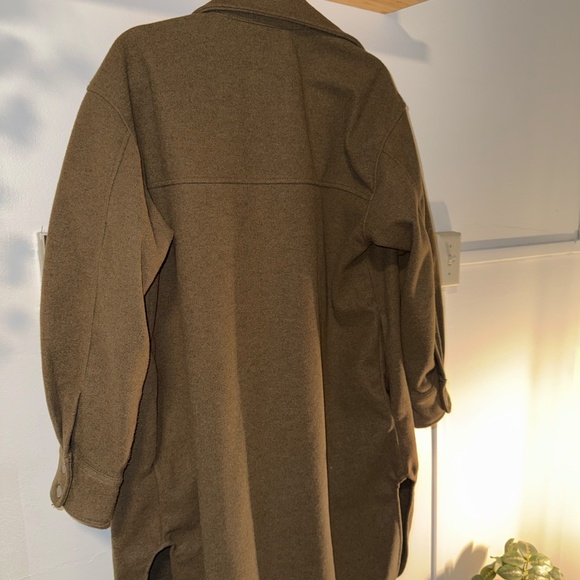 H&M Olive Wool-Blend Longline Shacket Jacket – Size Small - Picture 4 of 4